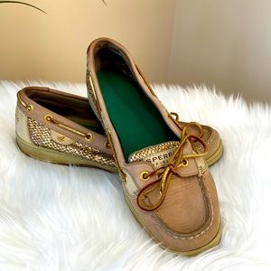 Sperry Top-Sider Angelfish Boat Shoes Womens 9MTan Gold Glitter